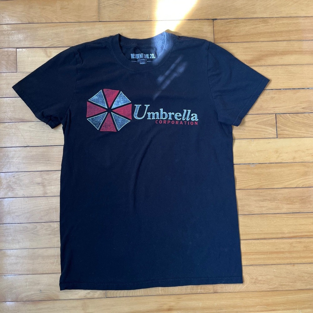 Vintage Y2k Resident Evil 20th Anniversary Umbrella Corporation Black T Shirt